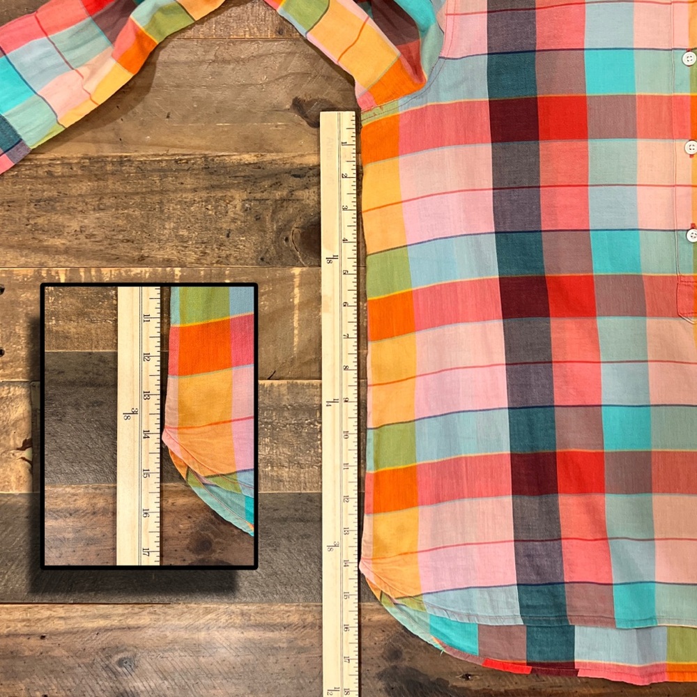 J. Crew Lightweight Colorful Plaid Button-Up Women’s Shirt - Picture 7 of 9